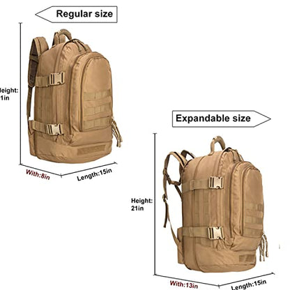 Greencity Laptop Backpacks Tactical 3 Day Expandable Bug Out Bag Classic Case Travel Hiking，Coyote - color: Coyote, size: With Belt
