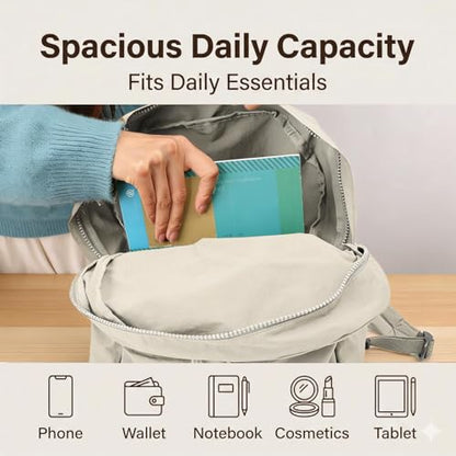 Simple Backpack for Women Men, Aesthetic Medium Backpack Lightweight Casual Daypack Cute Bookbag for Women Men (White, 38x26x10cm) - color: White