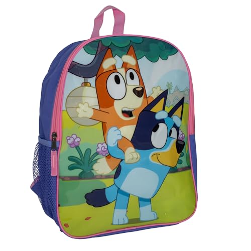 AI ACCESSORY INNOVATIONS Bluey & Bingo Kids Backpack, Elementary School Girls Book Bag with Padded Straps, Purple - color: Bluey