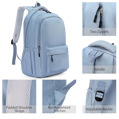 GAEKEAO Everyday Backpack for Women Men, Lightweight Casual Bookbag Travel Backpack for Work College Commute Blue - color: C03 Light Blue