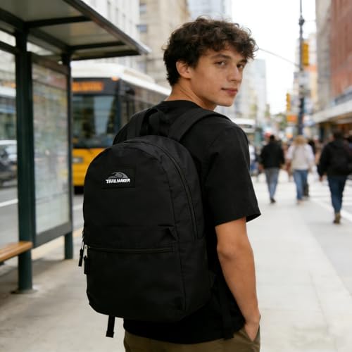 Lightweight Travel Backpack, Casual Daypack, Durable Commuter Bag, Adjustable Shoulder Straps, for Work, Hiking(Black)