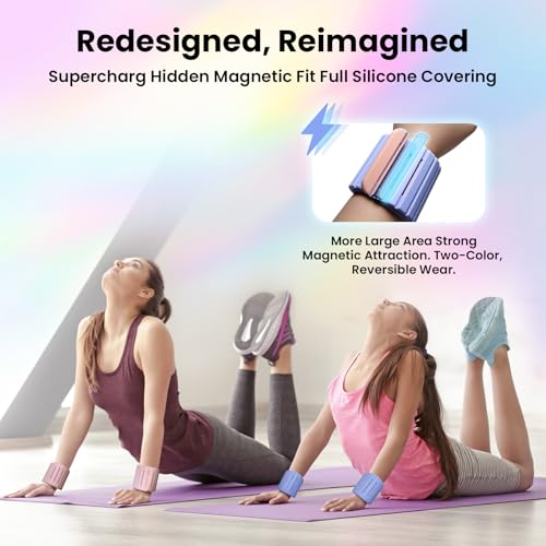 Adjustable Hidden Magnetic Ankle & Wrist Weights, Skin-Friendly Breathable and Waterproof Silicone Design for Women & Men - Ideal for Fitness, Yoga, Running, Cycling & Swimming, 2-Pack, 1LB Each - color: Purple and Light Yellow