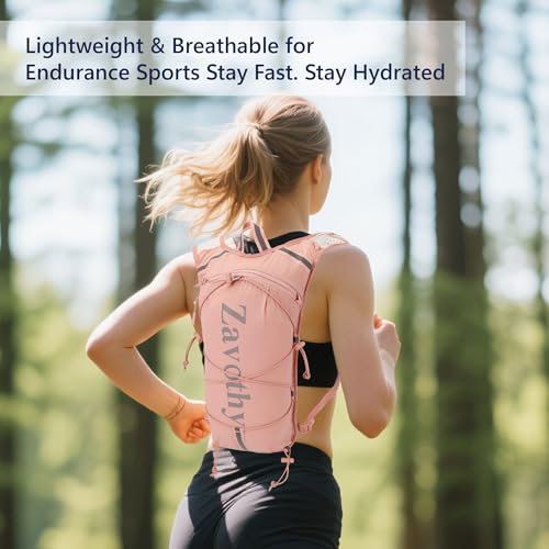 Zavothy Hydration Backpack with 1.5L Water Bladder, Lightweight Water Backpack for Women, Hydration Pack with Rain Cover for Running Hiking Cycling Festival, Reflective Bounce-Free Fit - color: Pink
