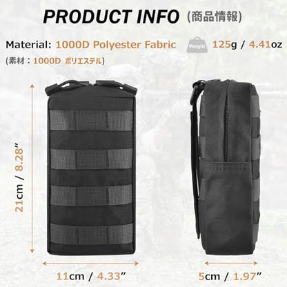 Azarxis Molle Pouches, Tactical Compact EDC Small Utility Pouch Waist Bags Sundries Storage Admin Organize Gear Gadget for Military Backpack - color: #02 Black - 5.91"x4.33" + 8.28"x4.33" - 2 Pack