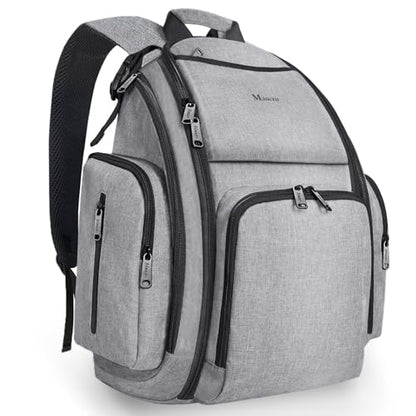 Mancro Diaper Bag Backpack, Large Multifunction Waterproof Travel Baby Changing Bag for Dad Mom with 4 Insulated Pockets and Stroller Straps, Maternity Baby Bag for Boys Girls, Grey - color: Austere Grey