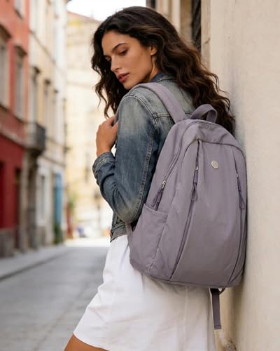 Nylon Backpack for Women Men, Waterproof Travel Backpack Purse Casual Daypack, Gym School Backpack for Daily Cycling (Purple) - color: Purple