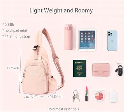 Crossbody Bag for Women Mini Backpack Purse Sling Bag Travel Hiking Chest Bag Daypack Small Casual Fanny Pack - color: Pink