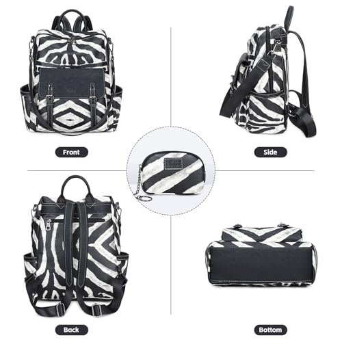 AGLOD Backpack Purse for Women PU Leather Back Packs Designer Ladies Shoulder Bag Fashion Faux Work Travel Handbags - color: Black Zebra