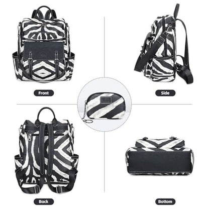 AGLOD Backpack Purse for Women PU Leather Back Packs Designer Ladies Shoulder Bag Fashion Faux Work Travel Handbags - color: Black Zebra