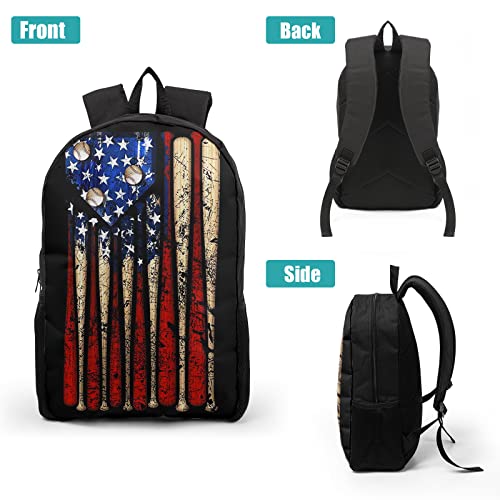 Giwawa American Flag Baseball School Backpack Set Lightweight Teen Girls Women Kids School Bags College Bookbag with Lunch Bag - color: Baseball Flag-1