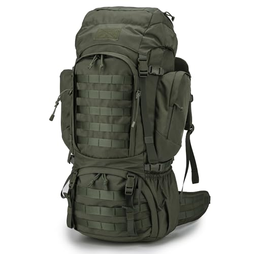 Mardingtop 60L Military Internal Frame Backpack for Hiking,Camping,Hunting,Rucksack Backpack with Rain Cover - color: Ranger Green