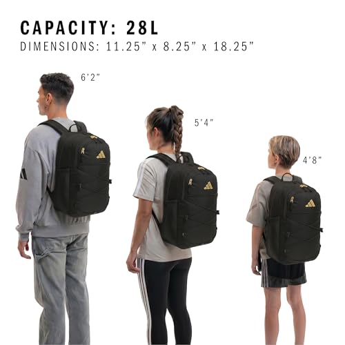 adidas Amplifier Backpack for Laptop, School and Gym, 28L, Black/Gold Metallic/Bungie, OSFA - color: Black/Gold Metallic/Bungie