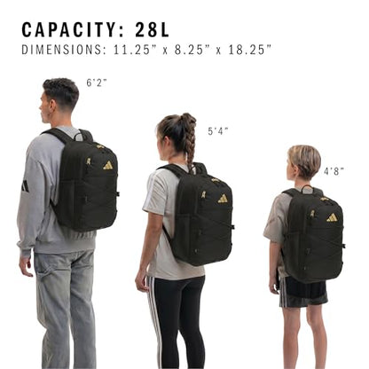 adidas Amplifier Backpack for Laptop, School and Gym, 28L, Black/Gold Metallic/Bungie, OSFA - color: Black/Gold Metallic/Bungie
