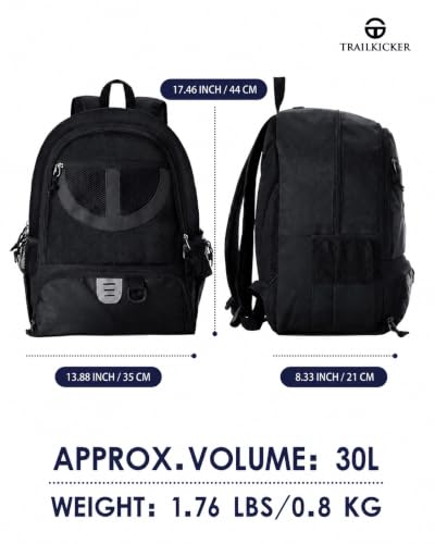 Basketball Bag Backpack for Men Women with Ball & Shoes Compartment 30L Capacity Lightweight Breathable Boys Girls Soccer Ball Bag Backpack Fit Volleyball Football Sports Travel School Gym - color: TK8Black