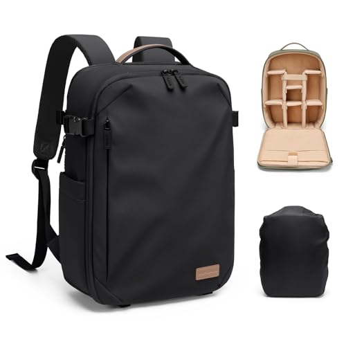 Camera Backpack for Photographers, DSLR/SLR Mirrorless Camera Bag with 14 Inch Laptop Compartment & Tripod Holder, Waterproof Rain Cover Photography Travel Daypack for Sony Canon Nikon Drone (Black) - color: Black