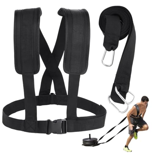 Sled Harness for Exercise, Physical Football Running Resistance Training, Tire Pulling Fitness Workout Equipment, Adjustable Padded Shoulder Strap