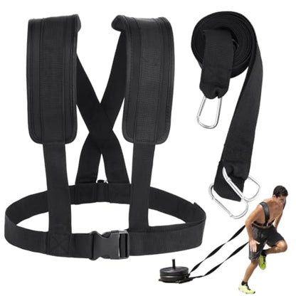Sled Harness for Exercise, Physical Football Running Resistance Training, Tire Pulling Fitness Workout Equipment, Adjustable Padded Shoulder Strap