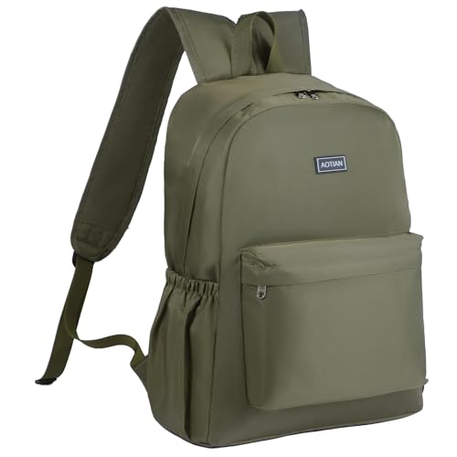 AOTIAN 17-Inch Backpack for Adult, Durable Lightweight Bookbag for Boys & Girls, Daypack for College, Work, Travel & Hiking - color: Green - 17 Inch