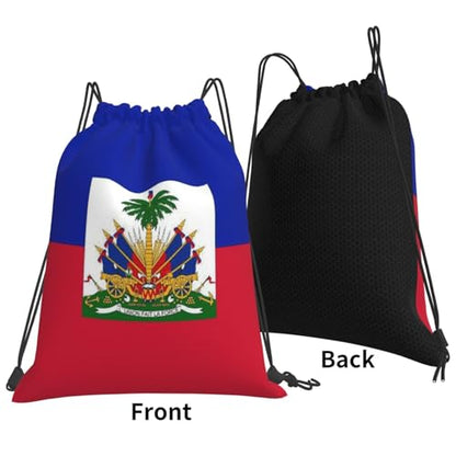 Haiti Flag Drawstring Bag Sport Gym Backpack Beach Travel Sack Draw String Yoga Bag For Men Women - color: Haiti Flag