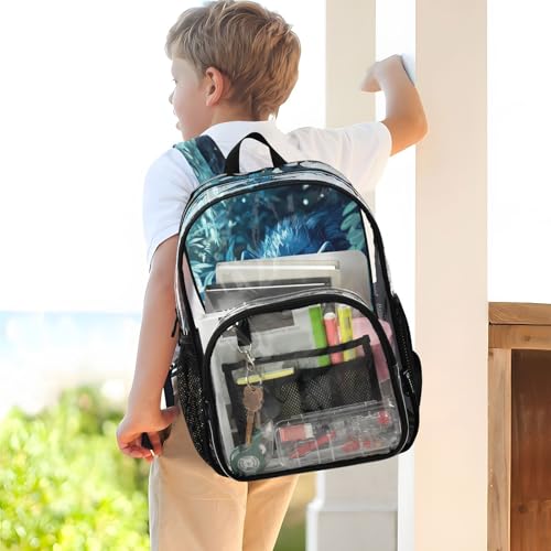 MCHIVER Wolf River Blue Clear Backpack Stadium Approved 10.6x5.1x15.7 Transparent Bag for Festival Concert Sport Events