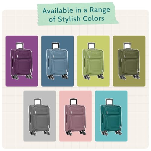 U.S. Traveler Rio Lightweight Softside Rolling Carry-on Suitcase, 4-Wheel Set, Purple - color: Purple, size: 22"/14"