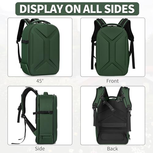 Camera Backpack, Hardshell DSLR Photography Camera Bag with Rain Cover, Waterproof Hard Shell Camera Case with Tripod Holder & 15.6" Laptop Compartment Compatible with Canon/Nikon/Sony/DJI Mavic Drone - color: Green