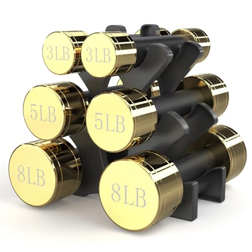 TECHNOAGE Round Dumbbell Sets with Steel Handle, Odorless Neoprene rubber Handle Cover - color: Black-1LB
