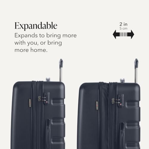 SwissGear 7366 Signature Hardside Expandable Luggage with Spinner Wheels, TSA Lock, Navy, Checked-Large 27-Inch - color: Navy, size: Checked-Large 27-Inch
