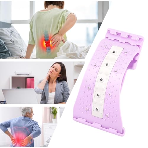 Back Stretcher,Ergonomic 4 Level Adjustable with Massage Points Curved,Back Support Board - for Home Gym Yoga Studio Office Car Bedroom Living Room - color: Purple