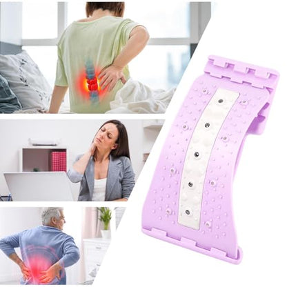 Back Stretcher,Ergonomic 4 Level Adjustable with Massage Points Curved,Back Support Board - for Home Gym Yoga Studio Office Car Bedroom Living Room - color: Purple