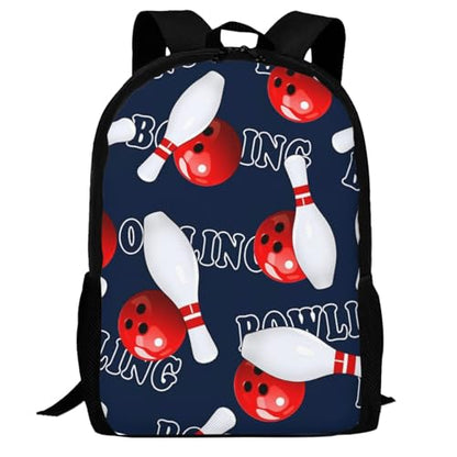 Bowling Backpack Laptop Travel Bag Adjustable Backpack Print Daypack for Men Women 16.5 In - color: Style 2