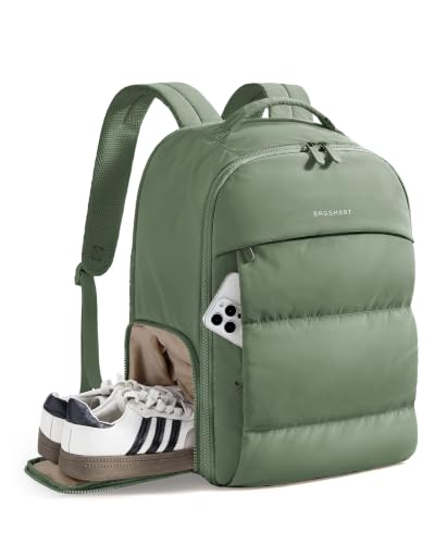 BAGSMART 30L Travel Backpack for Women, Sage | Fits15.6-Inch laptop, Shoe Compartment, Lightweight Material, Water-Resistant - color: Sage