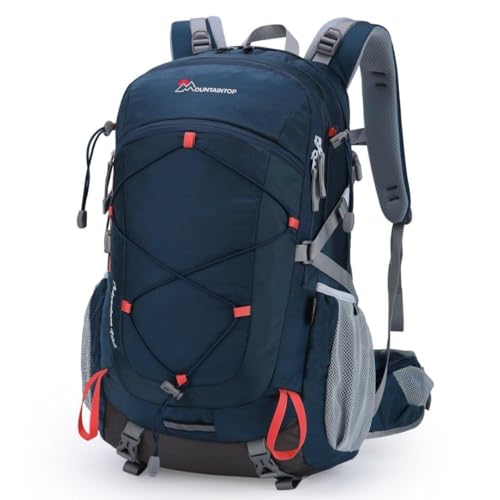 MOUNTAINTOP 25L/40L Hiking Backpack,Lightweight Travel Backpack for Men Women Outdoor Backpacking, Camping - color: Blue&orange, size: 40L