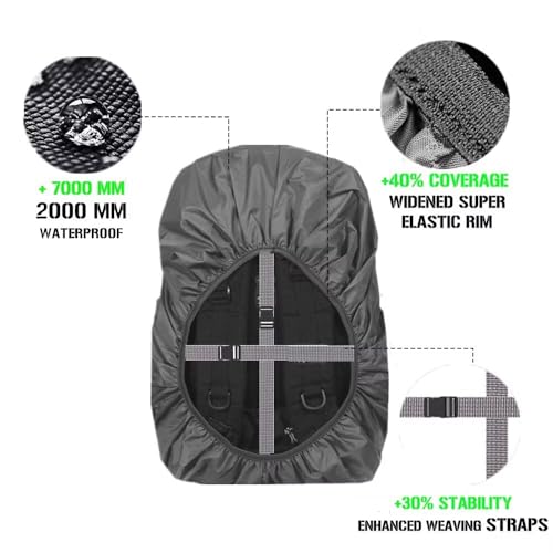 Waterproof Rain Cover for Backpacks, 12000mm Protection, with Non-Slip Buckle and Pouch - size: Large