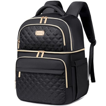 Backpack Cooler Lunch Backpacks Double Decker Lunch Box,Insulated Backpacks Lunch Cooler Bags, Lightweight Leakproof Lunchbox Back Pack for Women Men to Travel,Picnic,Hiking,Beach,Camping - color: Black