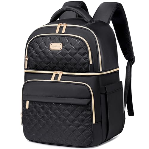 Backpack Cooler Lunch Backpacks Double Decker Lunch Box,Insulated Backpacks Lunch Cooler Bags, Lightweight Leakproof Lunchbox Back Pack for Women Men to Travel,Picnic,Hiking,Beach,Camping - color: Black