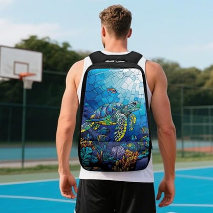Basketball Backpack With Separate Ball Compartment And Shoes Fit Basketball Volleyball Football - color: Turtle