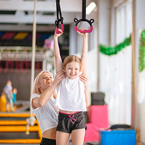 EXQ Home Kids Gymnastic Rings Pull up Rings for Chlidren Exercise,Indoor Gym Ring,Kids Gymnastics Rings with Adjustable Straps,Load Bearing 220lb(NO Bar) - color: Red