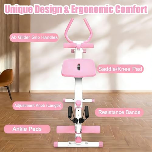Ab Workout Equipment Abs Trainer, 4 in 1 Workout Machine with Ab Slider Roman Chair Rowing Leg Press, All in One Fitness Equipment for Home Gym Training - color: Grey
