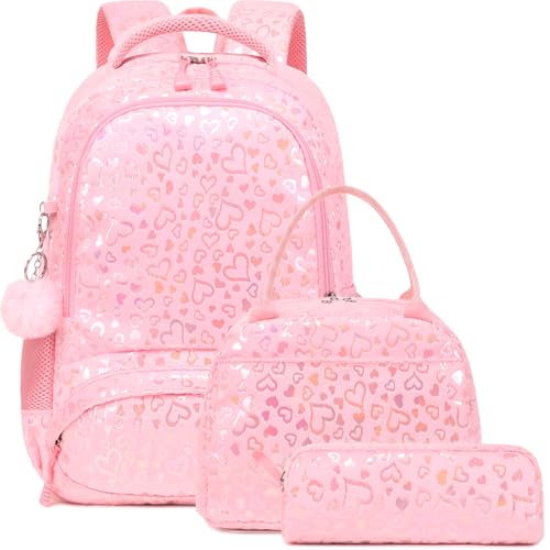 Girls Backpack for Elementary Kids School Bookbag Set Cute Unicorn Backpacks for Girls Water Resistant - color: Furry Pink