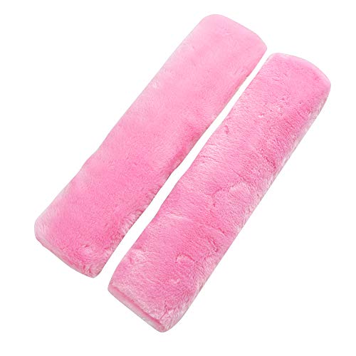 Soft Faux Car Seat Belt Cover Pad,Car Safety Seat Belt Strap Shoulder Pad for Adults and Children,Suitable for Car Seat Belt,Backpack,Shoulder Bag,Set of 2 (Pink) - color: Pink