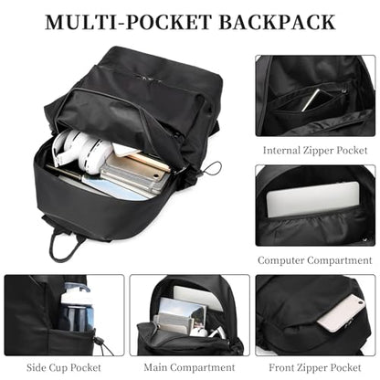 seyfocnia Large Gym Backpack for Men,Waterproof Travel Backpack With Shoe Compartment Lightweight Sports Gym Bag Casual Daypack-Black - size: 22 Inches