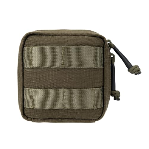 Small MED Kits Holder Duty Belt Gloves Pouch MOLLE Tactical Vest Nasal Spray Case Compact IFAK Carrier Backpack Wallet Cards Knife Gadgets Mini EDC Organizer Bag w/Removeable Clear ID Pocket - color: Ranger Green