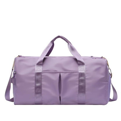 Gym Duffle Bag for Men Women, Waterproof Weekender Overnight Bag with Shoe Compartment and Wet Pocket for Swimming Yoga Travel (Purple) - color: Purple