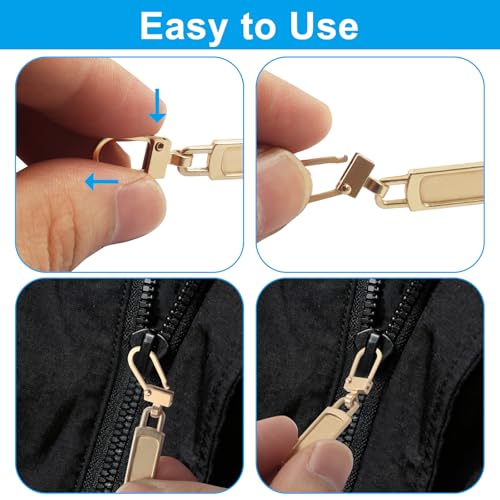 Unlorspy 6Pcs Upgraded Zipper Pull Replacements, Universal Detachable Slider Handles for Purses, Jackets, Backpacks, Boots, Coats, Luggage&Jeans(Gold) - color: Gold