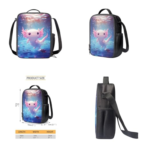Cute Axolotl Backpack for Girls Kids Backpack with Lunch Box Water Bottle Pouch and Zipper Pencil Case 4PCS Set Sturdy Bookbag with Front Pocket 17 inch Lightweight Elementary School Bag - color: Axolotl-3