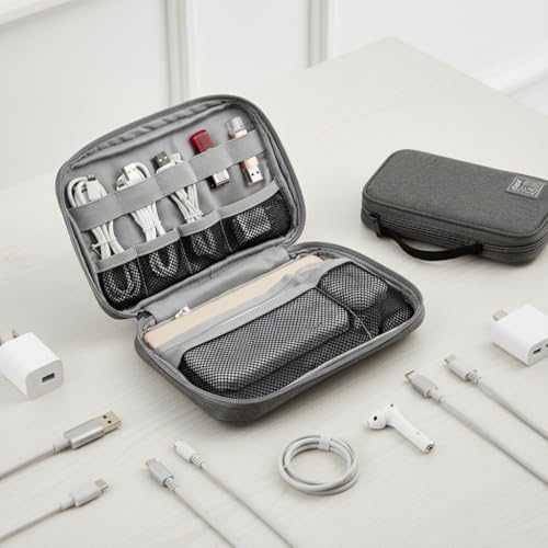 GOX Tech Pouch Accessories Case Organizer for Travel Small Electronics Bag - color: GREY-Large