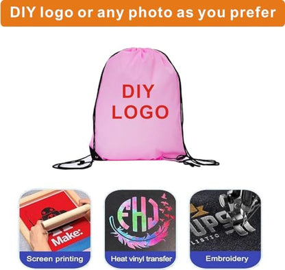 Drawstring Backpack Bulk 24Pcs Draw String Backpack Bags DIY Gym Sports Traveling Yoga Cinch Bag Sackpack Drawstring(pink) - color: Pink