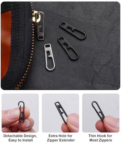 VIPERADE VAT1 Heavy Duty Titanium Zipper Pulls Replacement, Universal Zipper Pull Tab Repair Kit for Jackets, Coats, Suitcases, Luggage, Backpacks, Handbags and EDC Pouches (2 Polished, 0.98" × 0.2") - color: 2 Polished, size: 0.98" × 0.2"