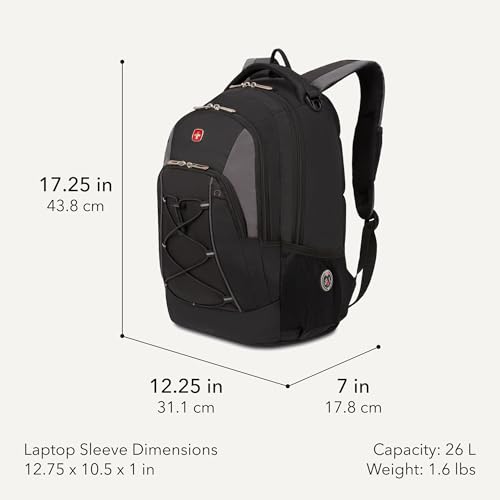 SwissGear 1186 Bungee Backpack, Black/Grey, 17-Inch - color: Black/Grey